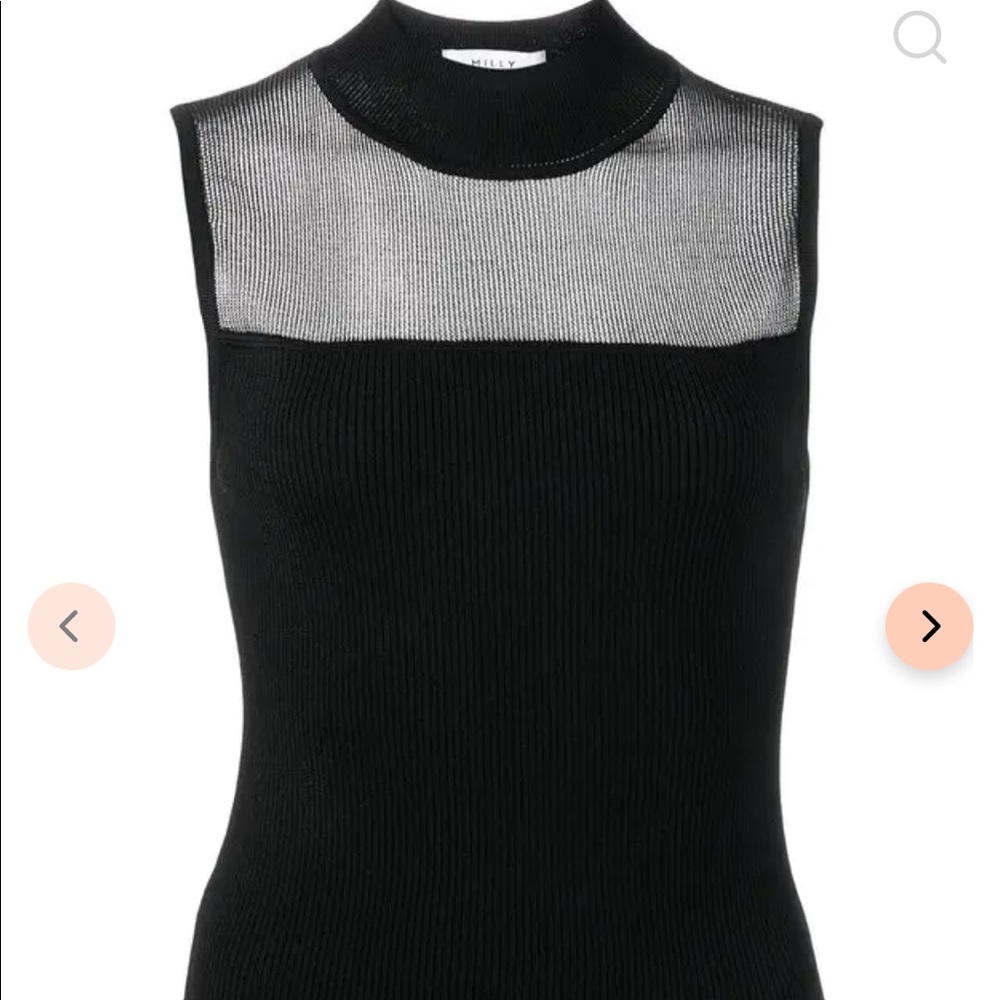 MILLY Mesh-Panel Ribbed Knit Top